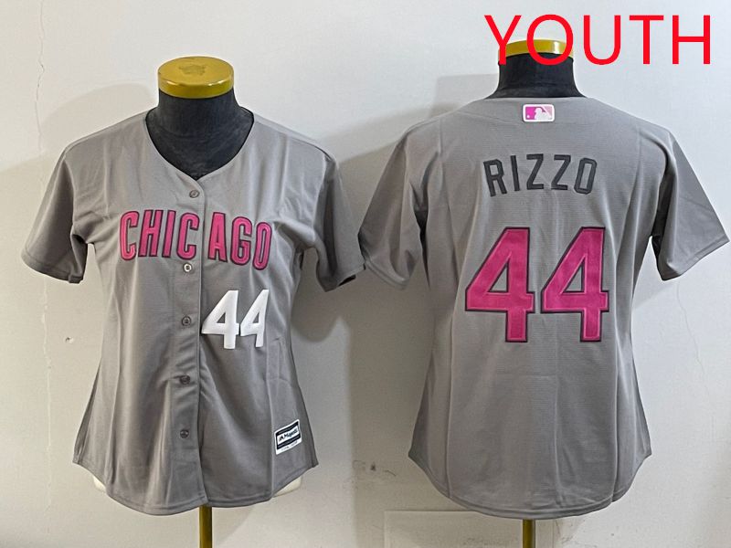 Youth Chicago Cubs #44 Rizzo Grey Fashion Game 2025 Nike MLB Jersey style 7
